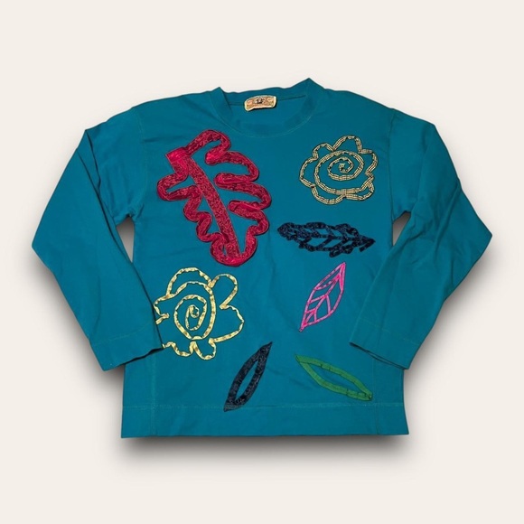 Vintage Floral 3d Embroidered Tshirt Bis Bis Size M-L Eclectic Art to wear - Picture 1 of 7